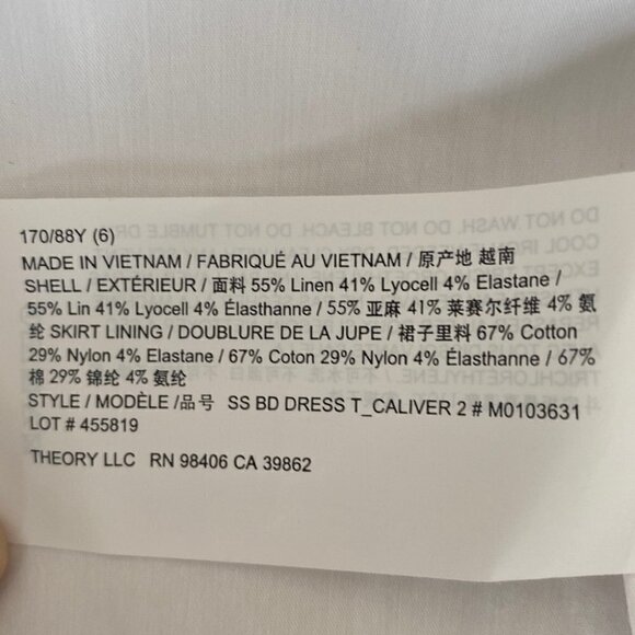 THEORY | Tied-Sleeve Button-Down Dress in white Linen blend White Size  6 - Picture 9 of 13